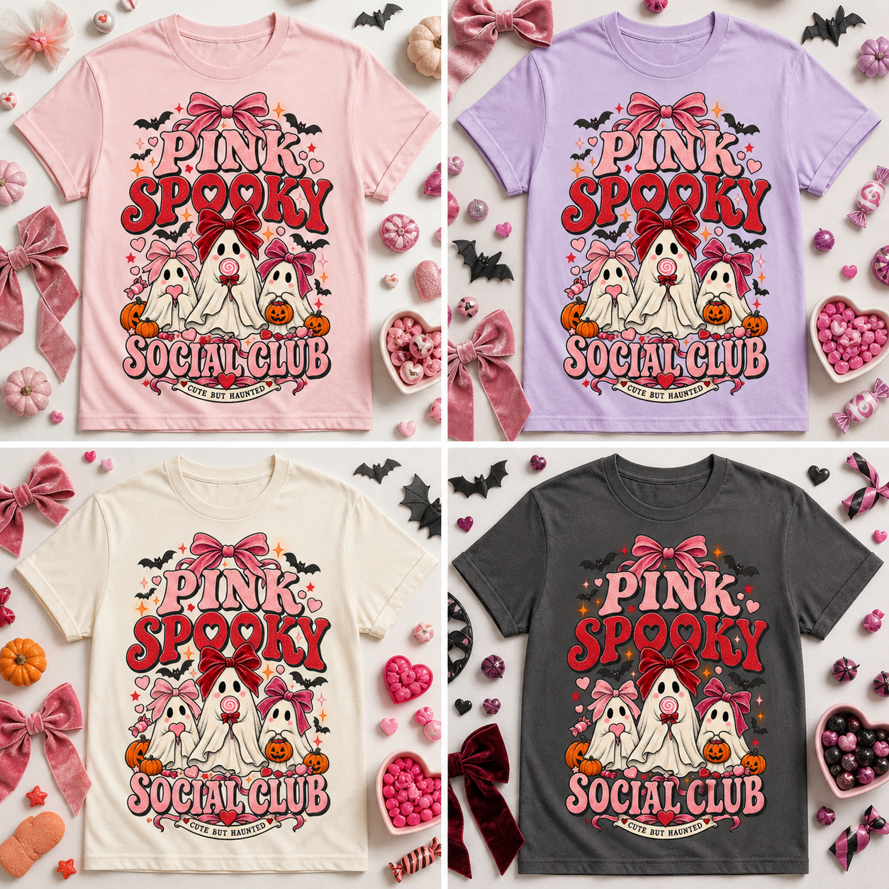 Pink Spooky Social Club Comfort Colors Shirt, Coquette Halloween Tee