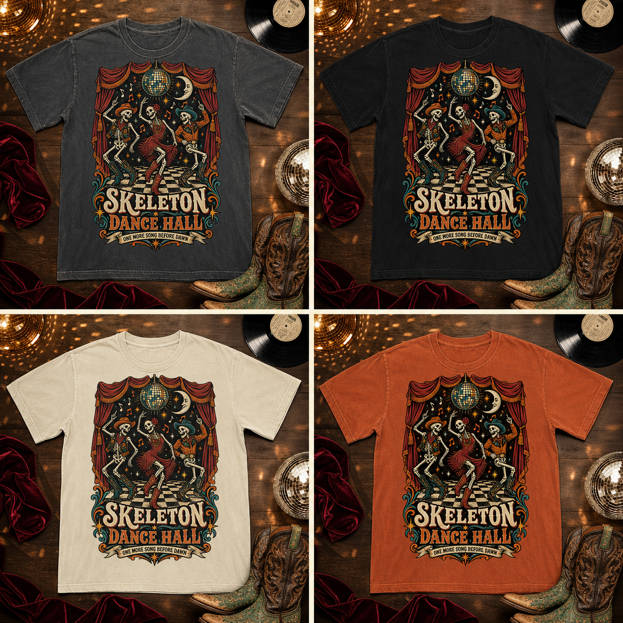 Skeleton Dance Hall Comfort Colors Shirt, Vintage Dancing Skeleton Tee