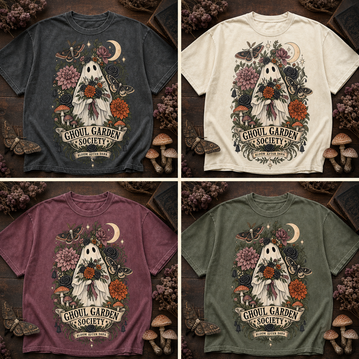 Ghoul Garden Society Comfort Colors Shirt, Cute Floral Ghost Tee