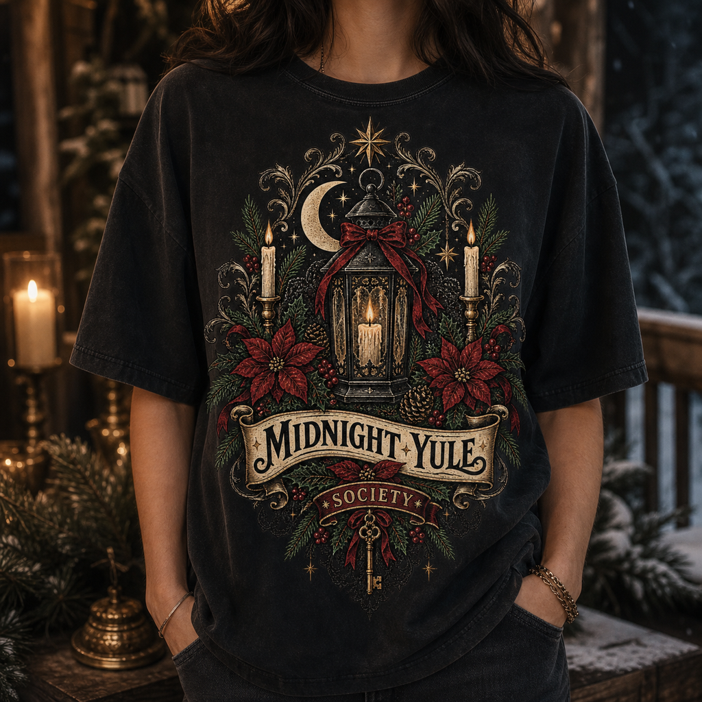 Midnight Yule Society Comfort Colors Shirt, Gothic Christmas Tee