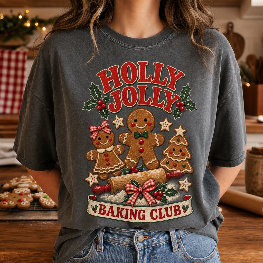 Holly Jolly Baking Club Comfort Colors Shirt, Retro Christmas Cookie Tee
