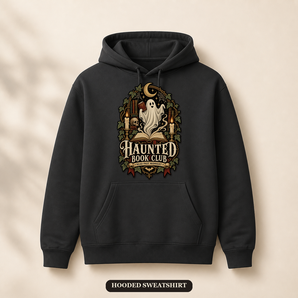 Haunted Book Club Hooded Sweatshirt, Gothic Reader Gift
