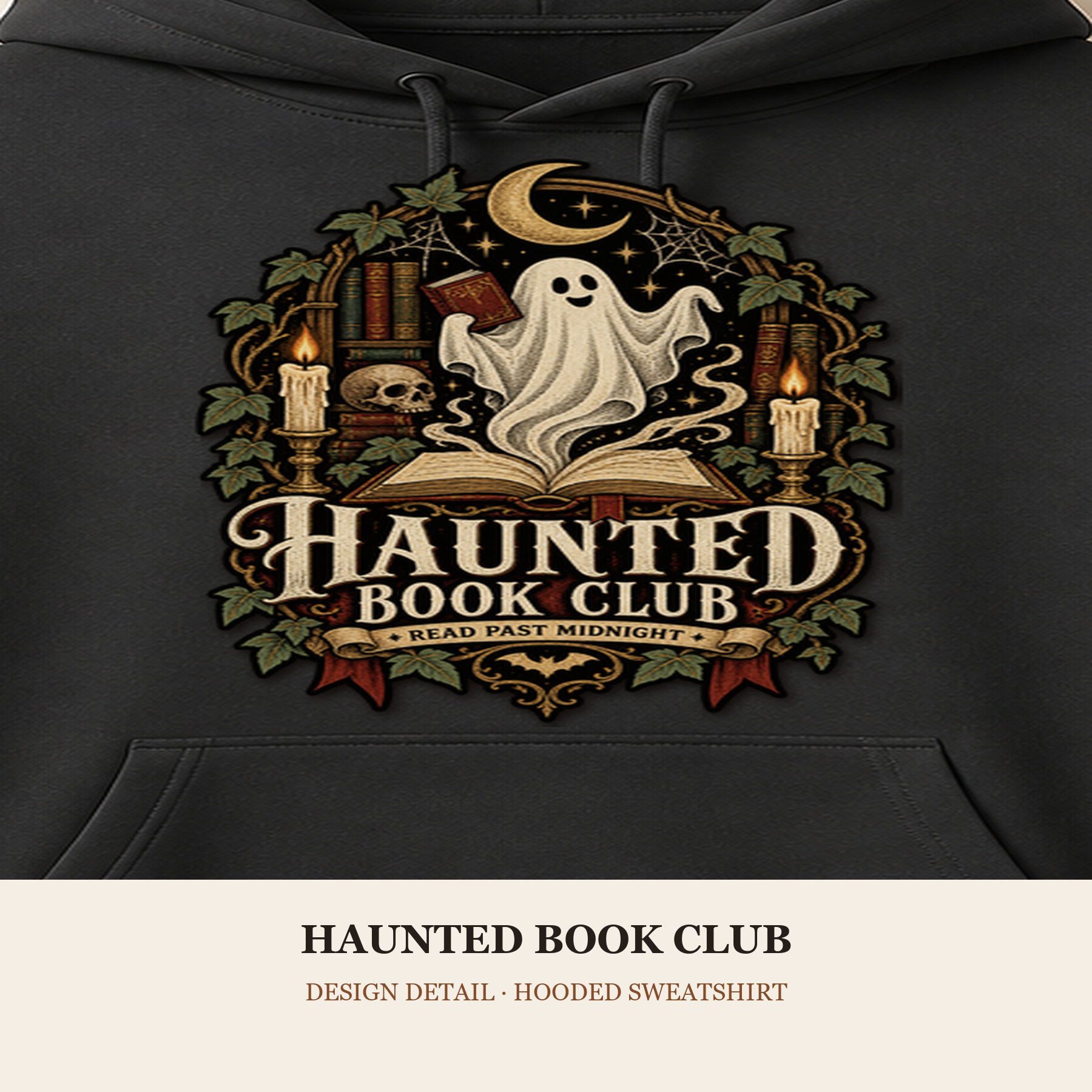 Haunted Book Club Hooded Sweatshirt, Gothic Reader Gift
