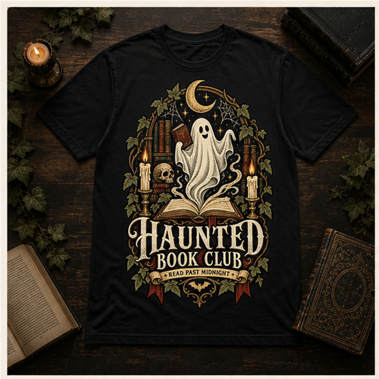 Haunted Book Club Comfort Colors Shirt, Gothic Reader Halloween Tee
