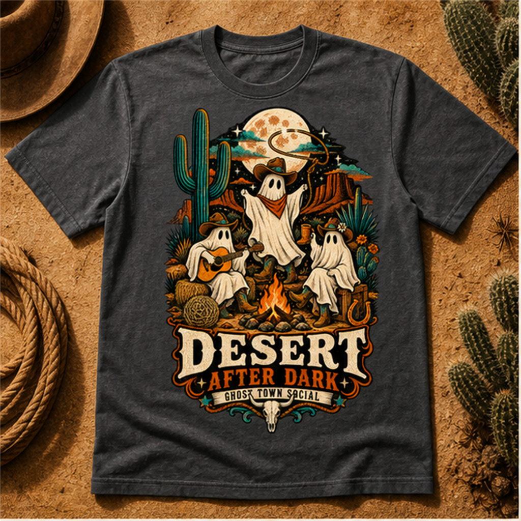 Desert After Dark Comfort Colors Shirt, Western Halloween Ghost Tee