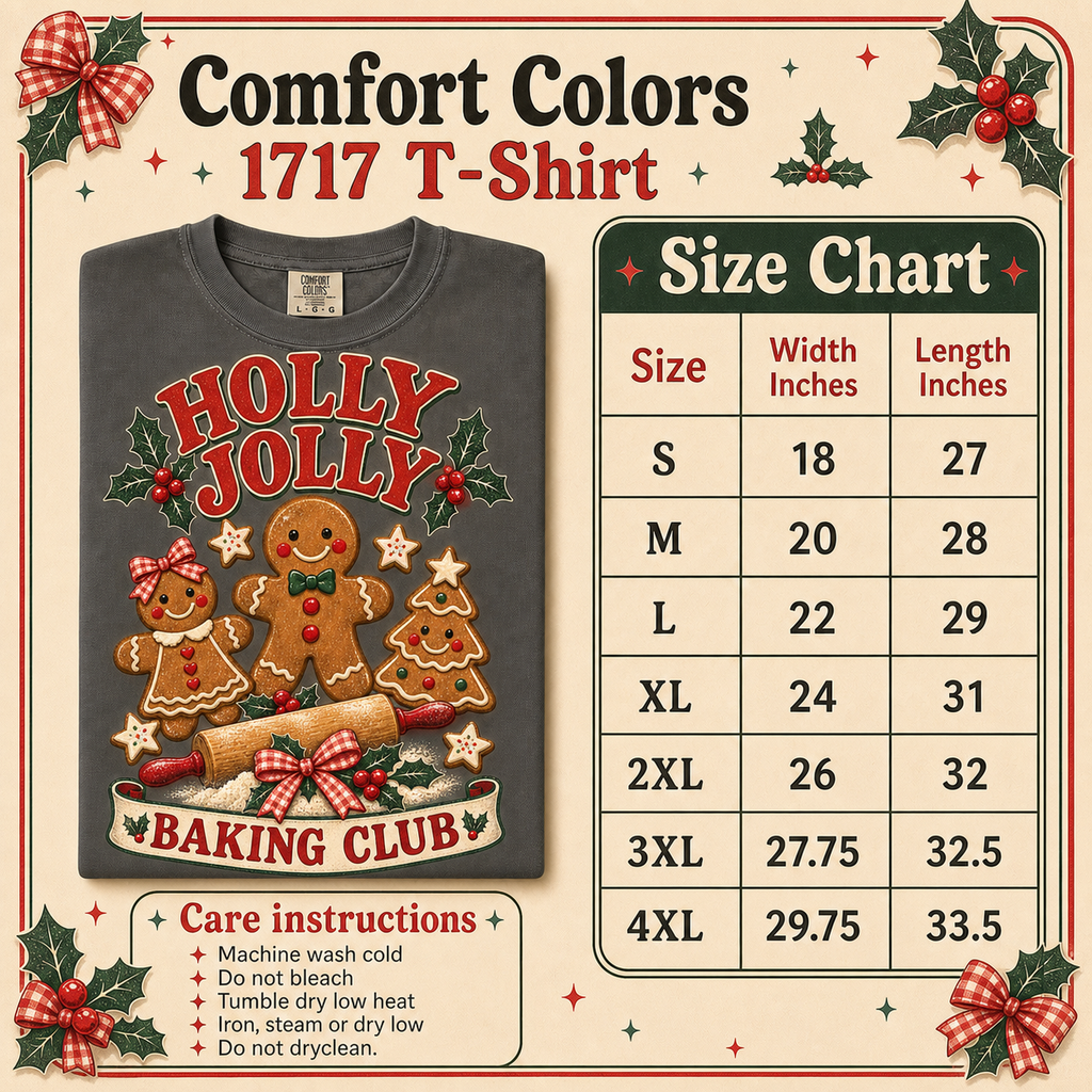 Holly Jolly Baking Club Comfort Colors Shirt, Retro Christmas Cookie Tee
