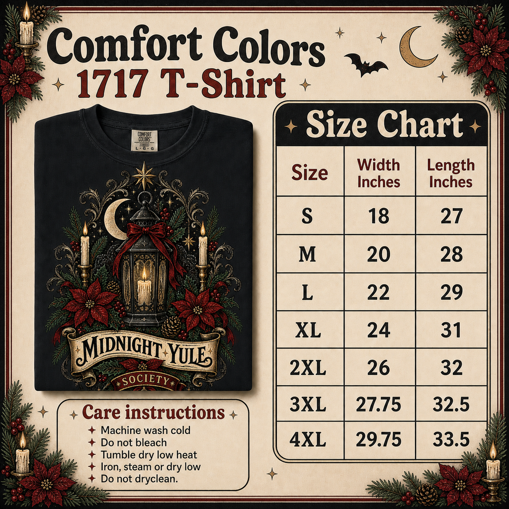 Midnight Yule Society Comfort Colors Shirt, Gothic Christmas Tee