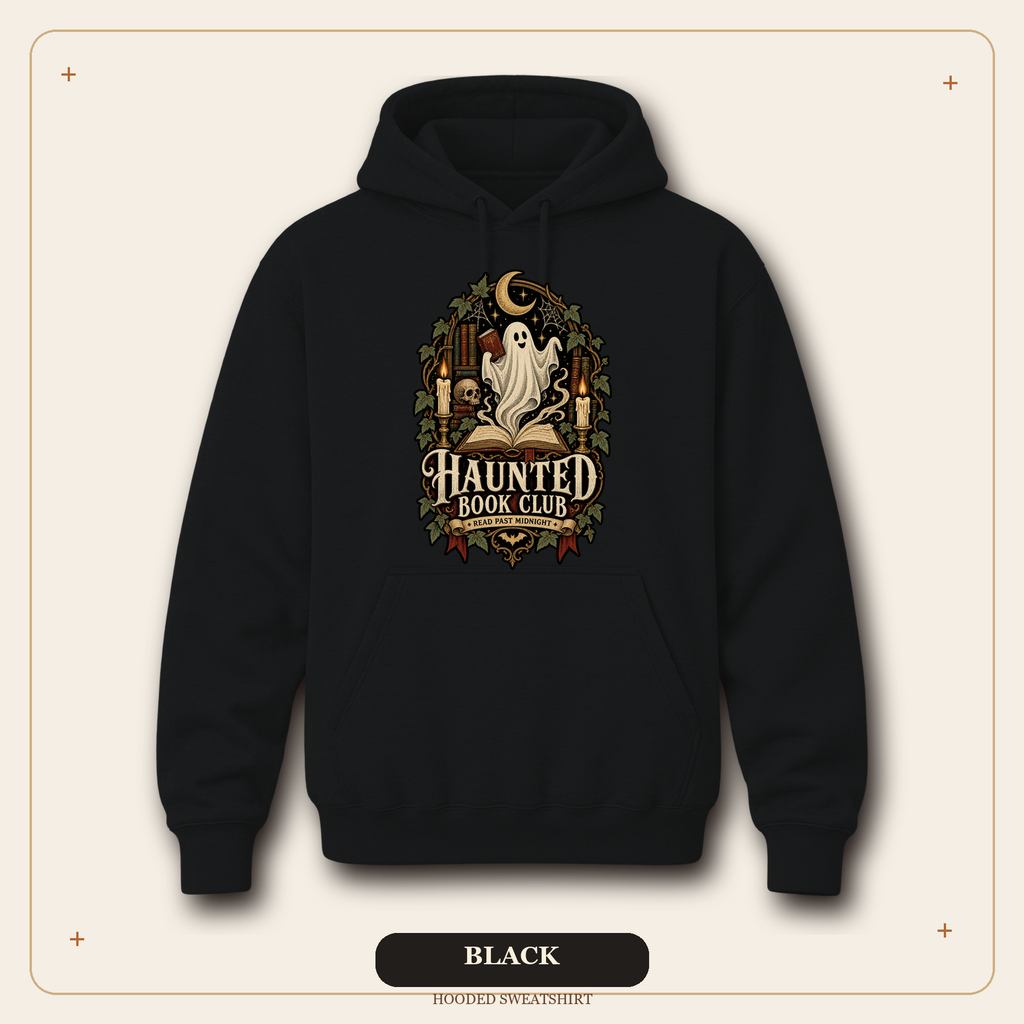 Haunted Book Club Hooded Sweatshirt, Gothic Reader Gift