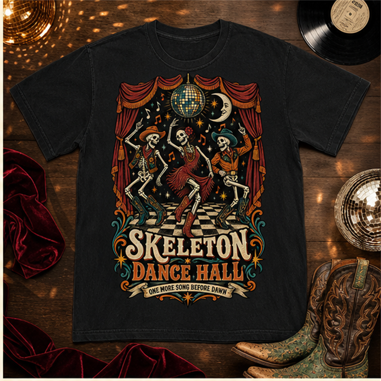 Skeleton Dance Hall Comfort Colors Shirt, Vintage Dancing Skeleton Tee