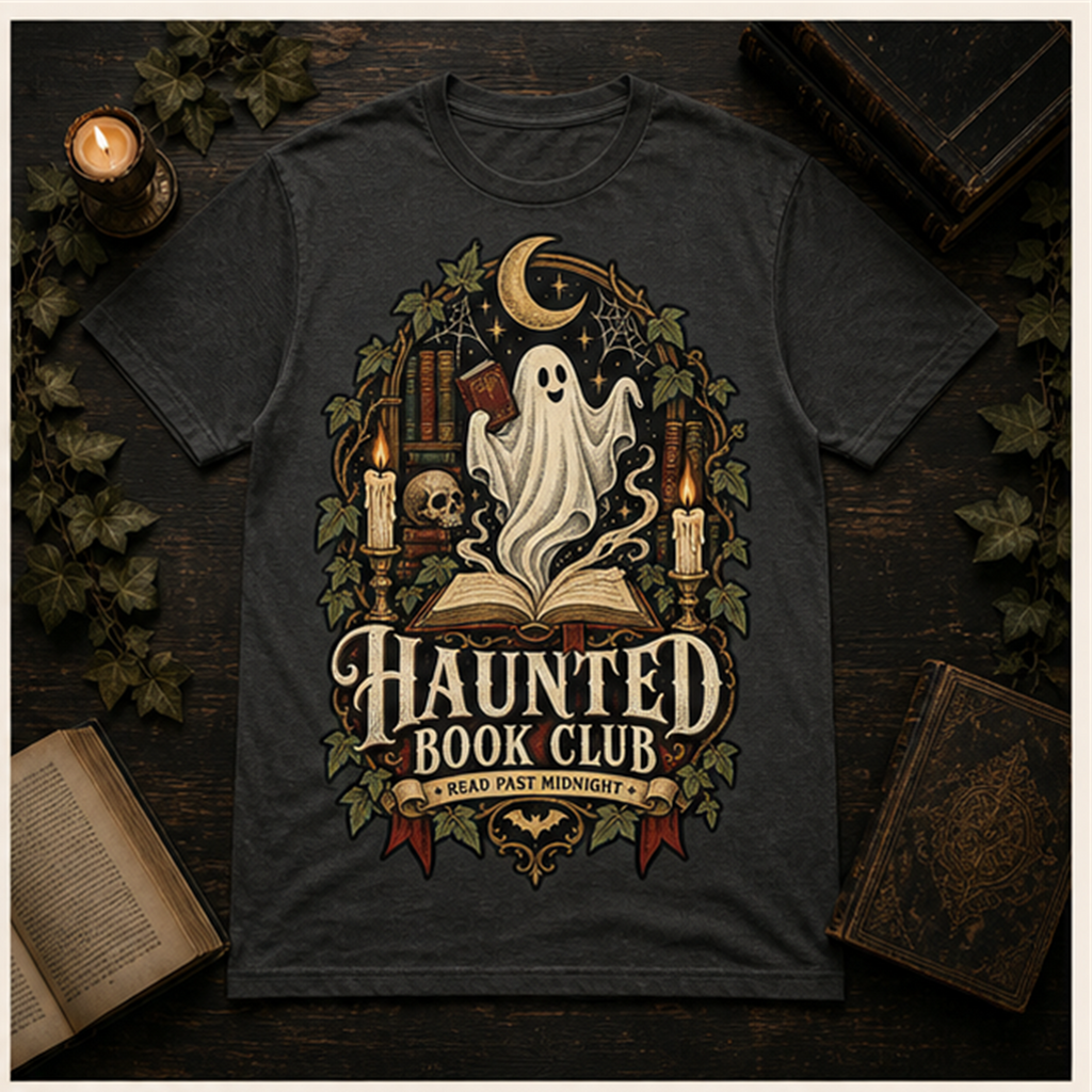 Haunted Book Club Comfort Colors Shirt, Gothic Reader Halloween Tee