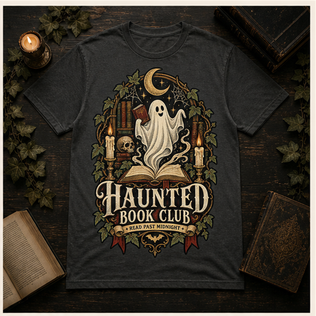 Haunted Book Club Comfort Colors Shirt, Gothic Reader Halloween Tee