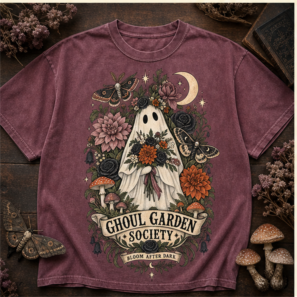 Ghoul Garden Society Comfort Colors Shirt, Cute Floral Ghost Tee