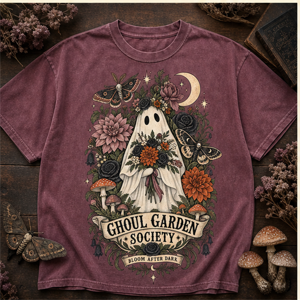 Ghoul Garden Society Comfort Colors Shirt, Cute Floral Ghost Tee