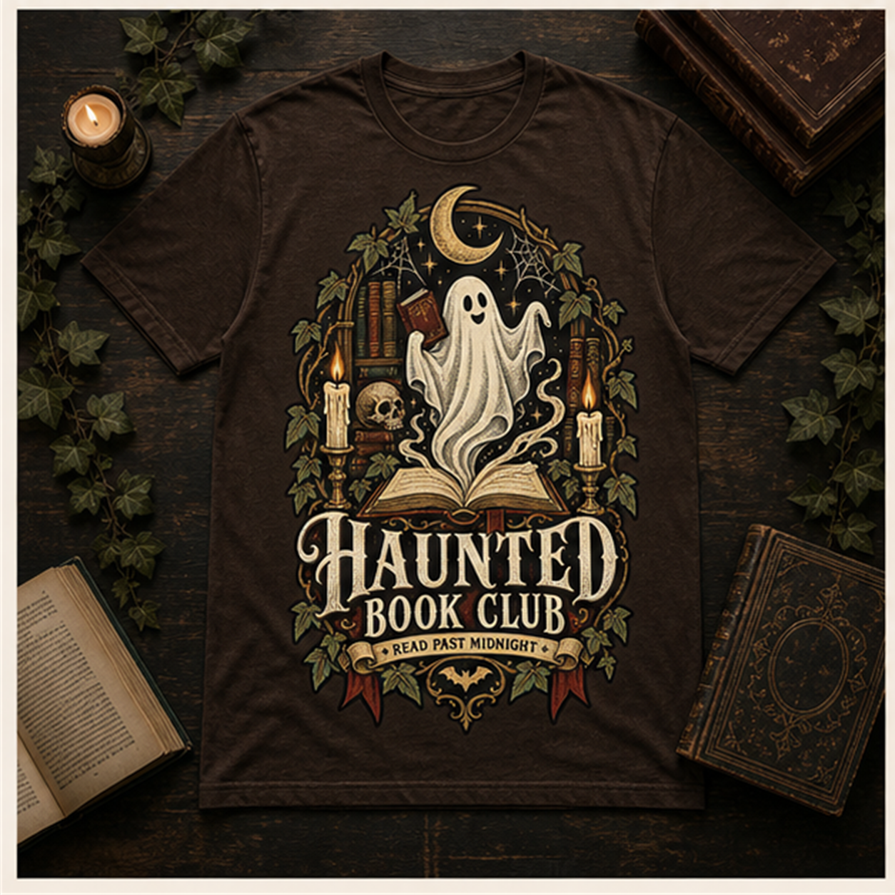 Haunted Book Club Comfort Colors Shirt, Gothic Reader Halloween Tee