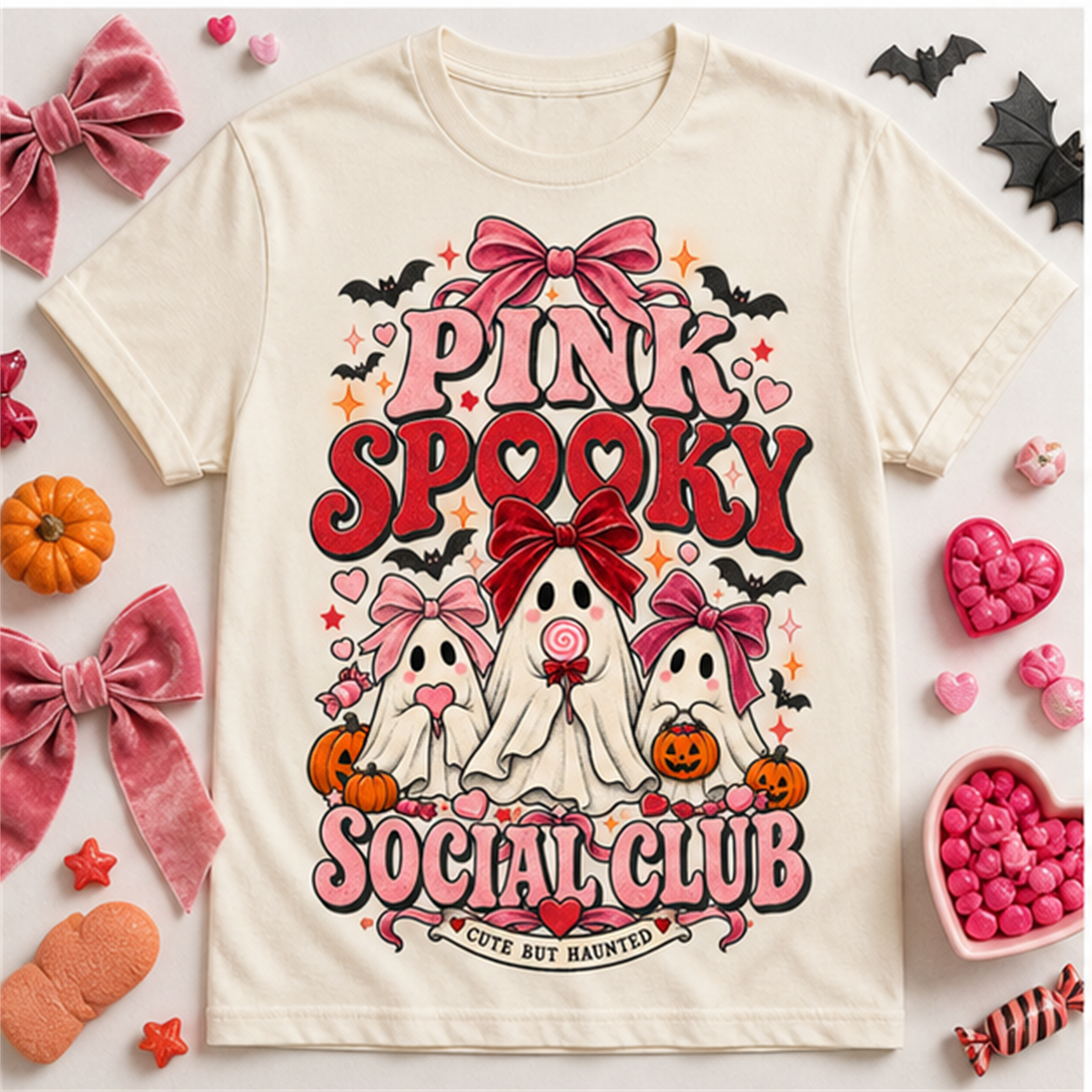 Pink Spooky Social Club Comfort Colors Shirt, Coquette Halloween Tee