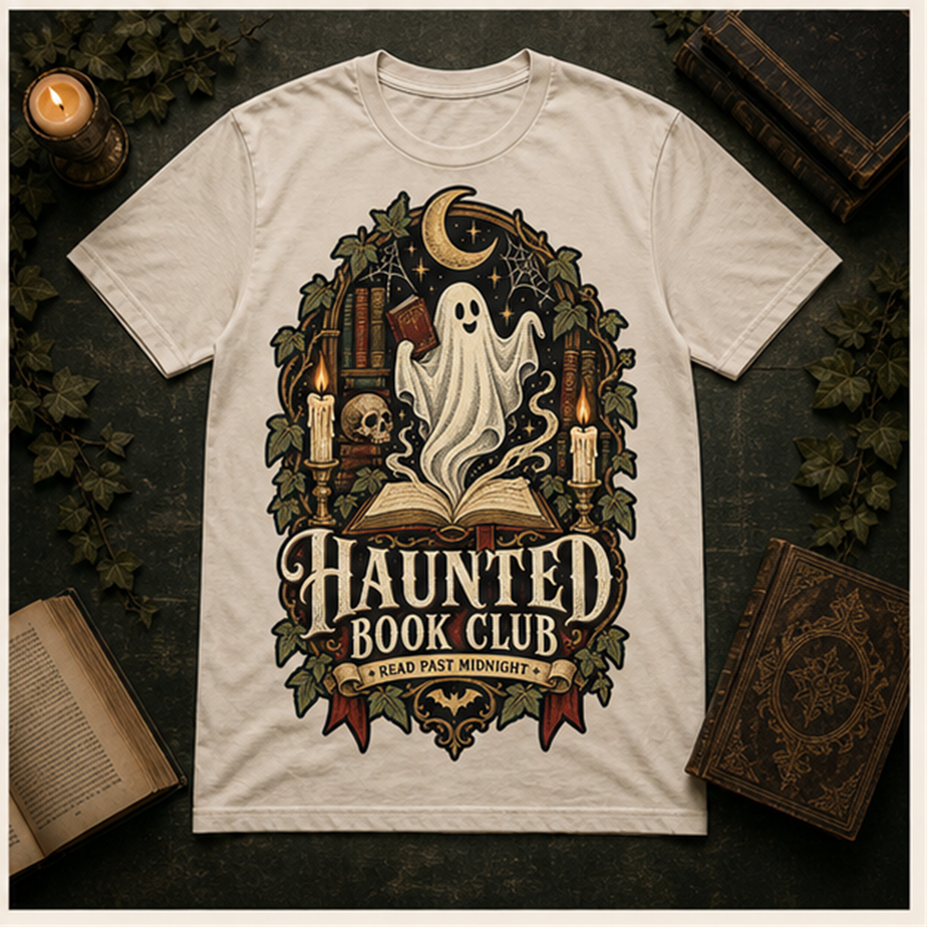 Haunted Book Club Comfort Colors Shirt, Gothic Reader Halloween Tee