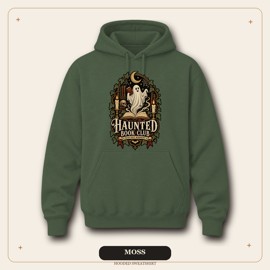 Haunted Book Club Hooded Sweatshirt, Gothic Reader Gift
