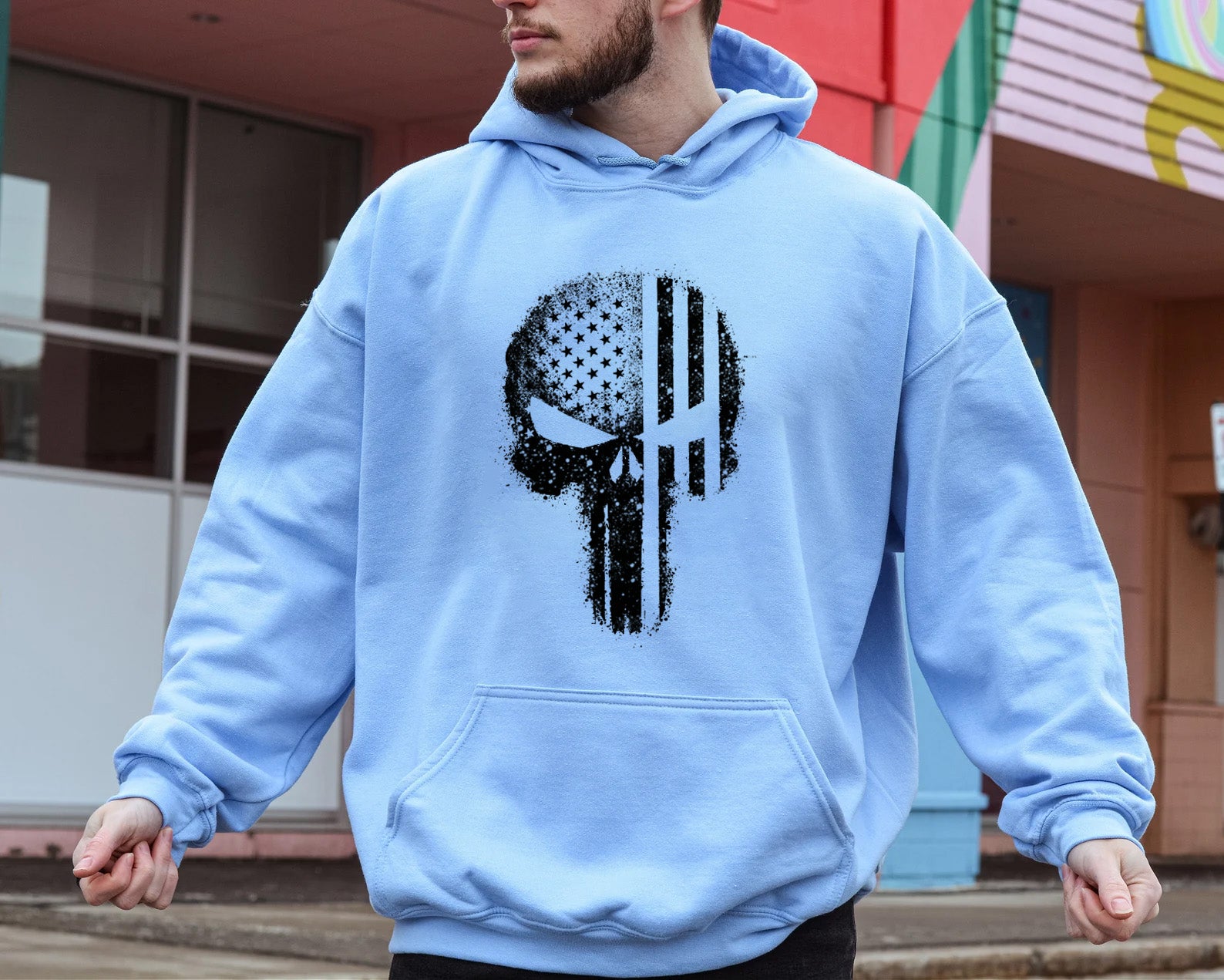 American Flag Skull Hoodie Sweatshirt