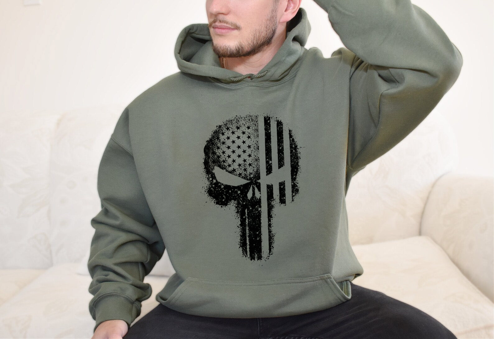 American Flag Skull Hoodie Sweatshirt
