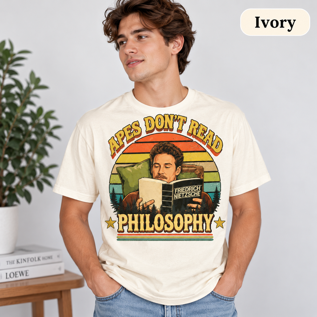Apes Don't Read Philosophy Vintage T-Shirt, Retro Movie Quote Graphic Tee