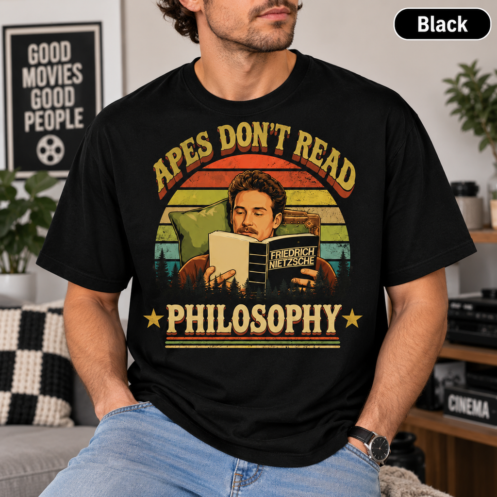 Apes Don't Read Philosophy Vintage T-Shirt, Retro Movie Quote Graphic Tee