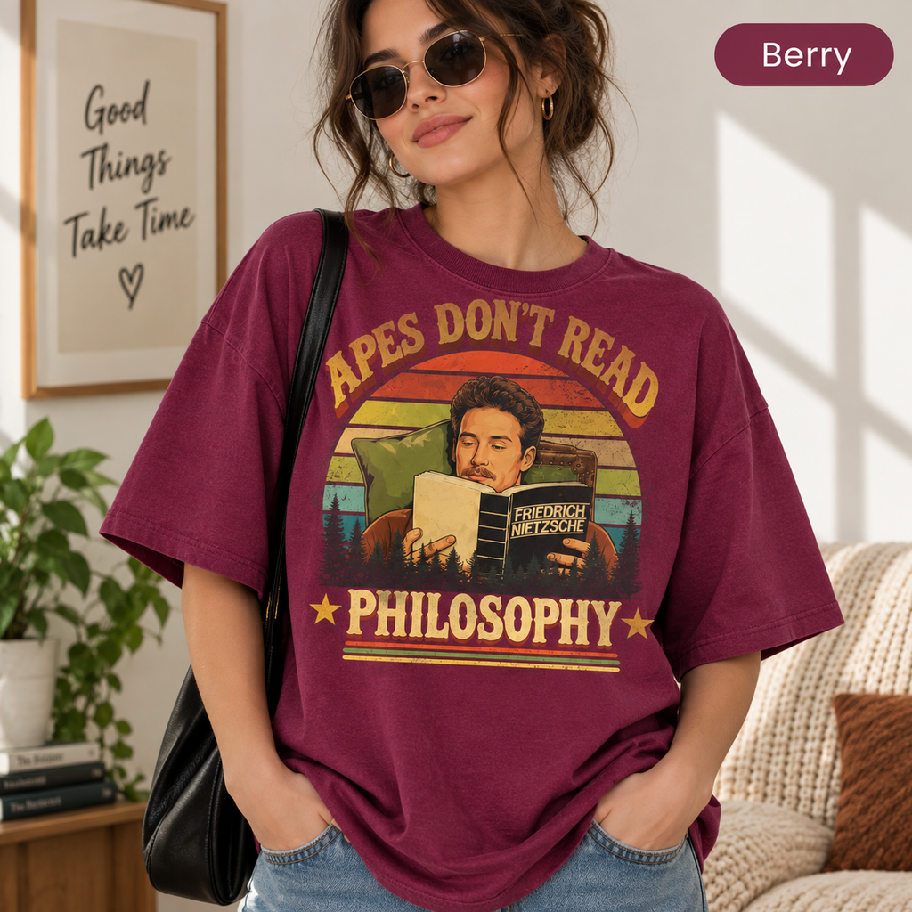 Apes Don't Read Philosophy Vintage T-Shirt, Retro Movie Quote Graphic Tee