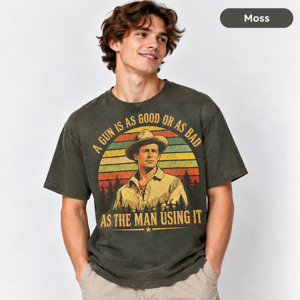 A Gun Is As Good Or As Bad As The Man Using It Vintage T-Shirt, Retro Western Movie Quote Graphic Tee