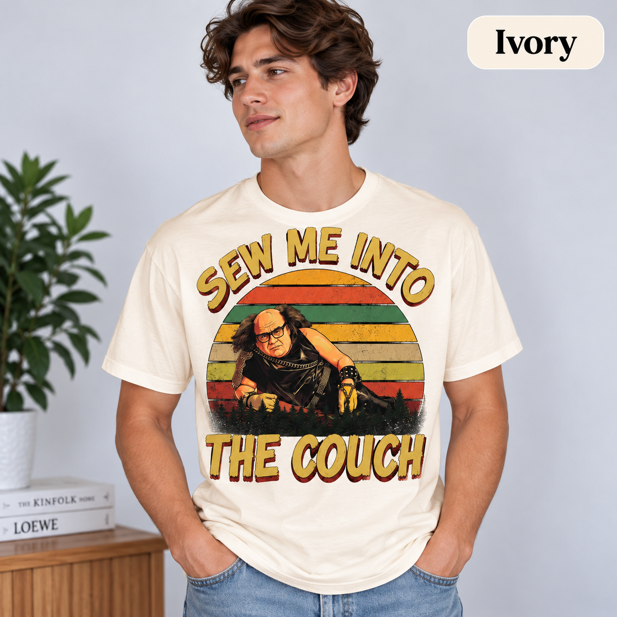 A Very Sunny Christmas Vintage T-Shirt, Frank Reynolds "Sew Me Into The Couch" Graphic Tee