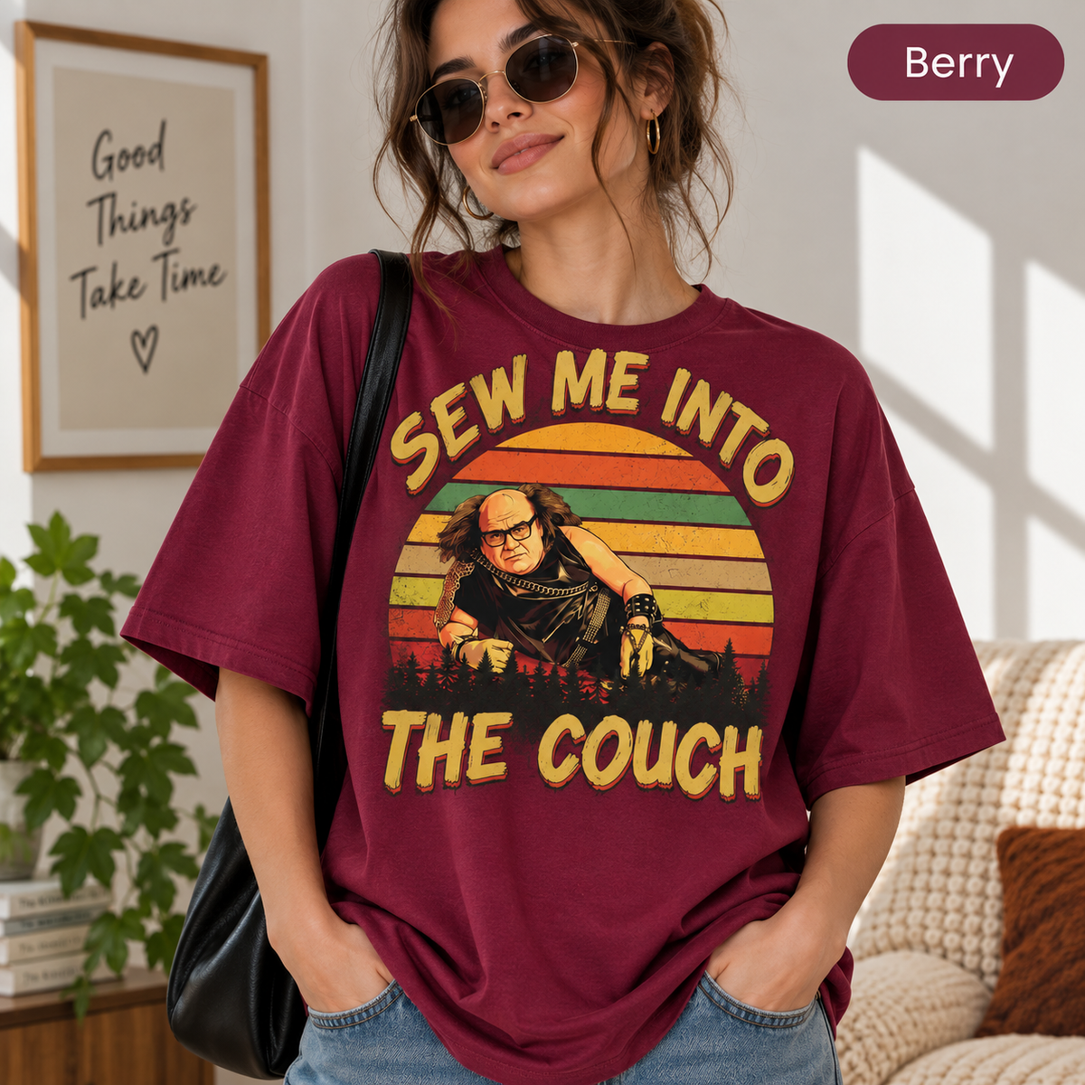 A Very Sunny Christmas Vintage T-Shirt, Frank Reynolds "Sew Me Into The Couch" Graphic Tee