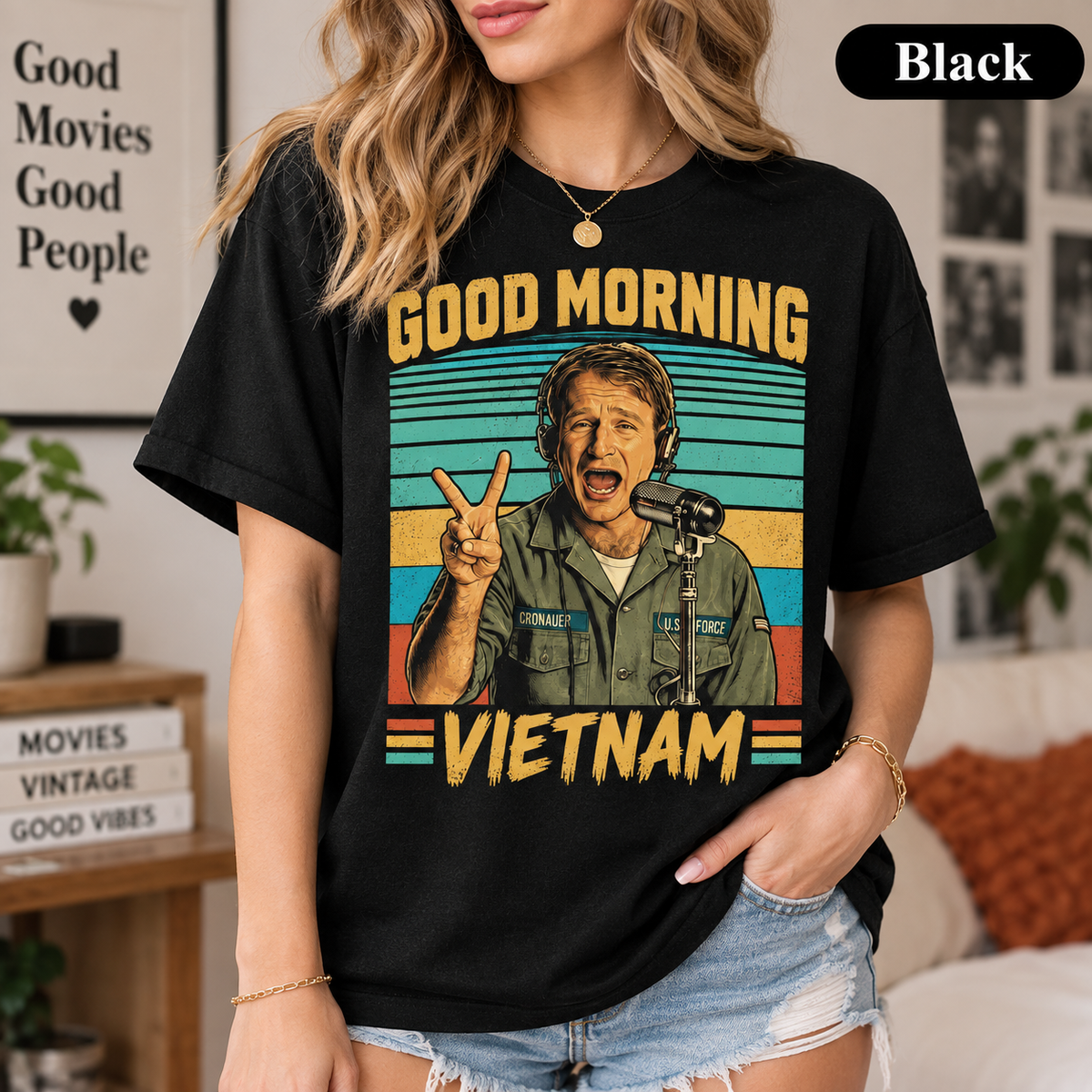 Good Morning Vietnam Vintage T-Shirt, Adrian Cronauer Movie Graphic Tee