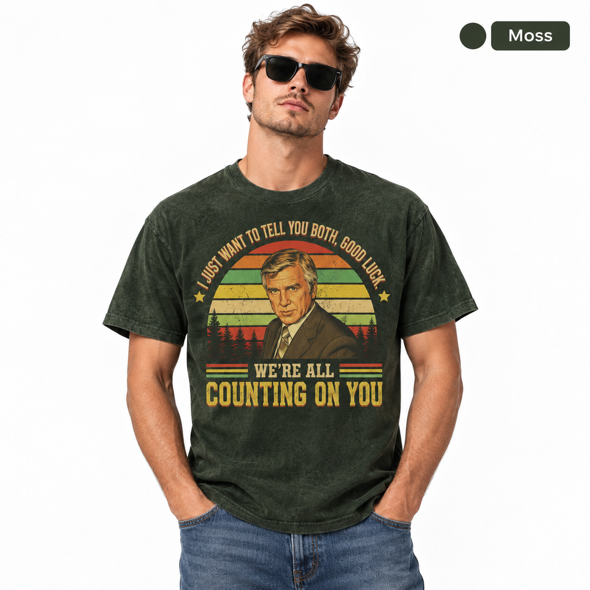 Airplane! Vintage T-Shirt, Rumack "We're All Counting On You" Movie Quote Graphic Tee