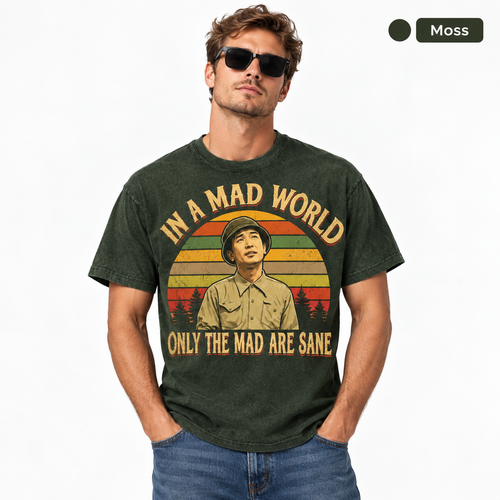 Akira Kurosawa "In A Mad World Only The Mad Are Sane" Vintage Graphic T-Shirt