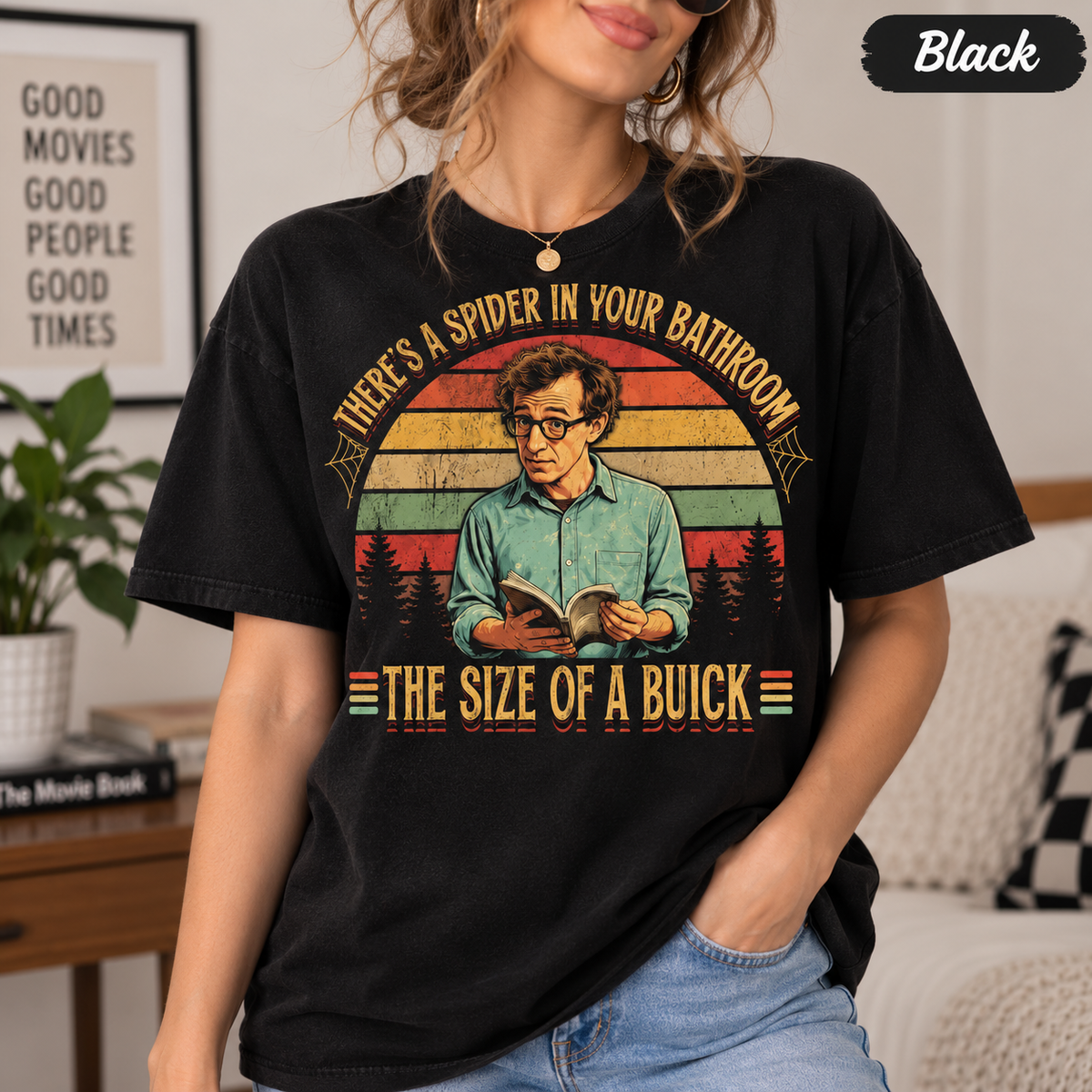 Annie Hall Alvy Singer "There's A Spider In Your Bathroom the Size of a Buick" Vintage T-Shirt