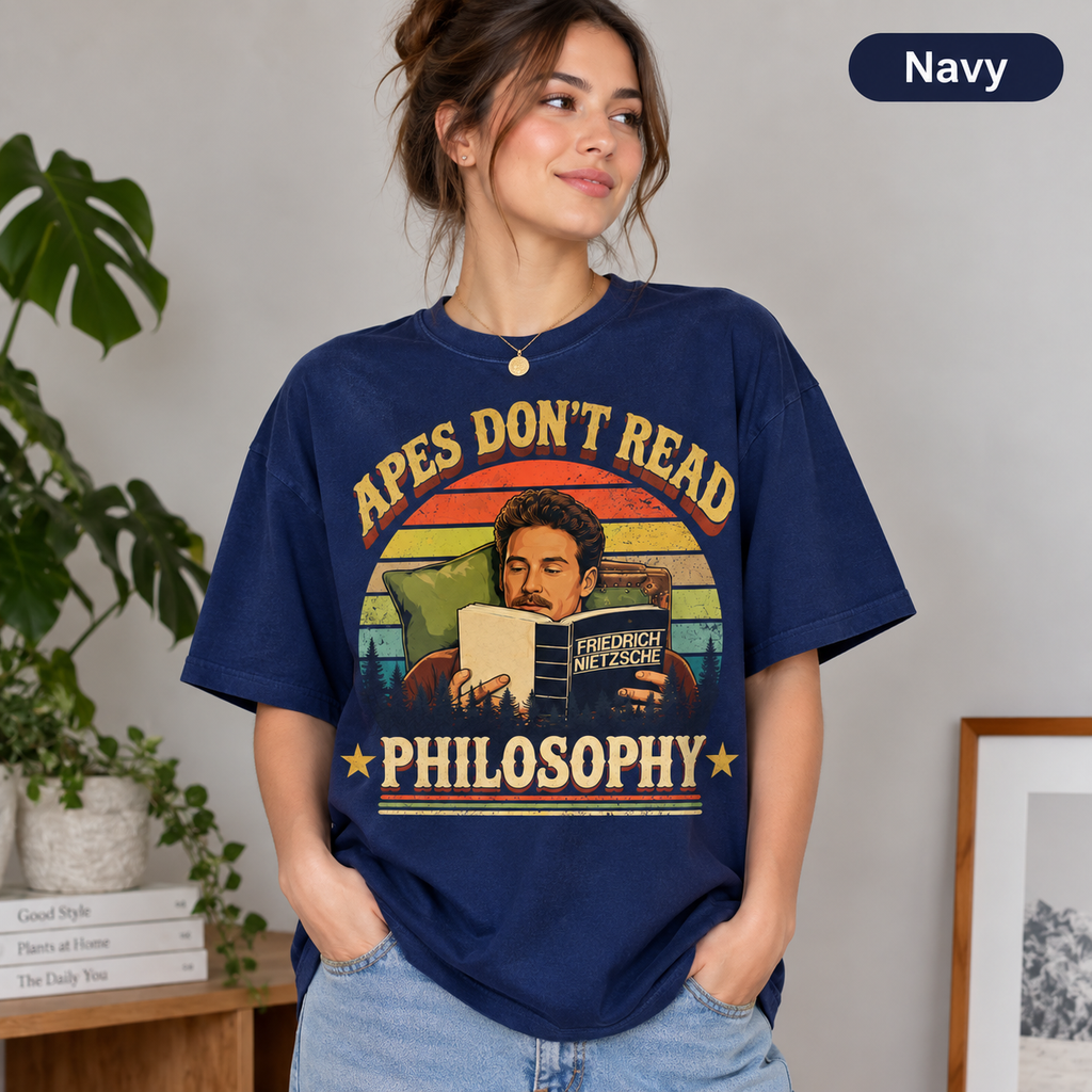 Apes Don't Read Philosophy Vintage T-Shirt, Retro Movie Quote Graphic Tee