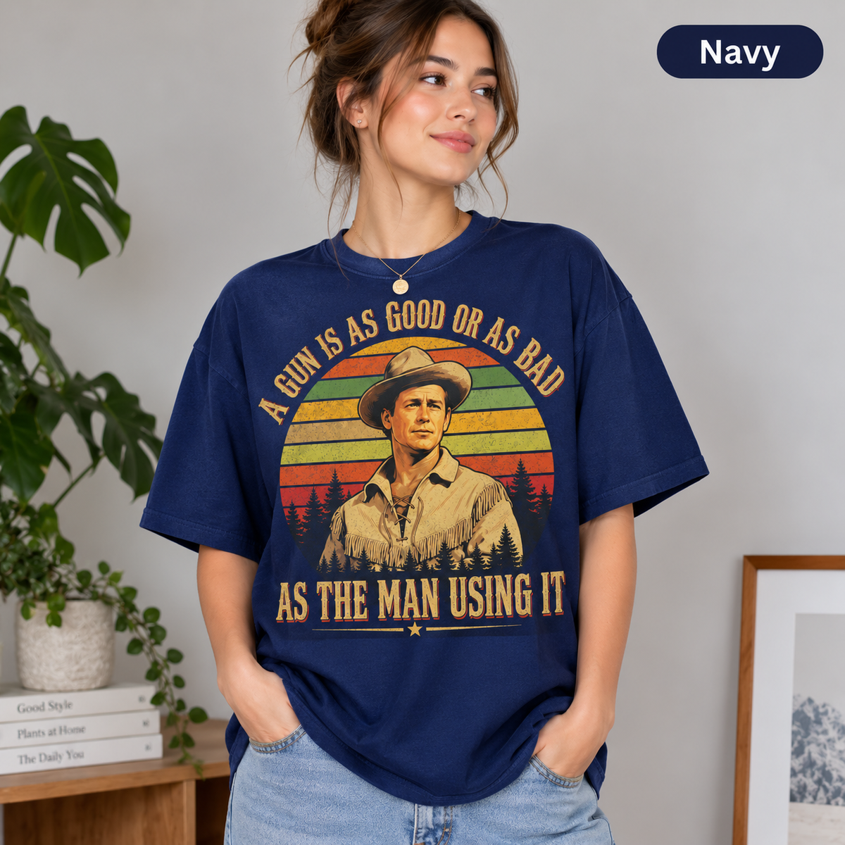 A Gun Is As Good Or As Bad As The Man Using It Vintage T-Shirt, Retro Western Movie Quote Graphic Tee