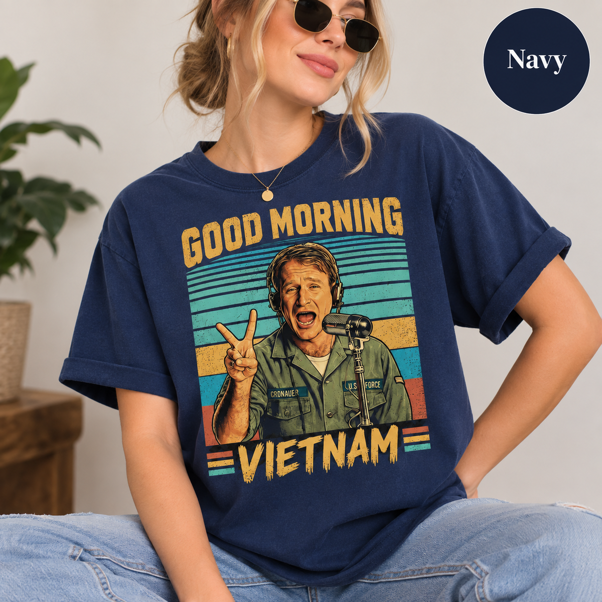 Good Morning Vietnam Vintage T-Shirt, Adrian Cronauer Movie Graphic Tee