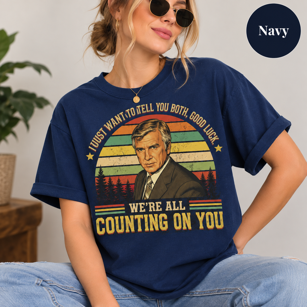 Airplane! Vintage T-Shirt, Rumack "We're All Counting On You" Movie Quote Graphic Tee