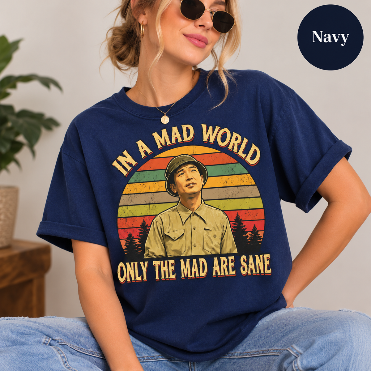Akira Kurosawa "In A Mad World Only The Mad Are Sane" Vintage Graphic T-Shirt