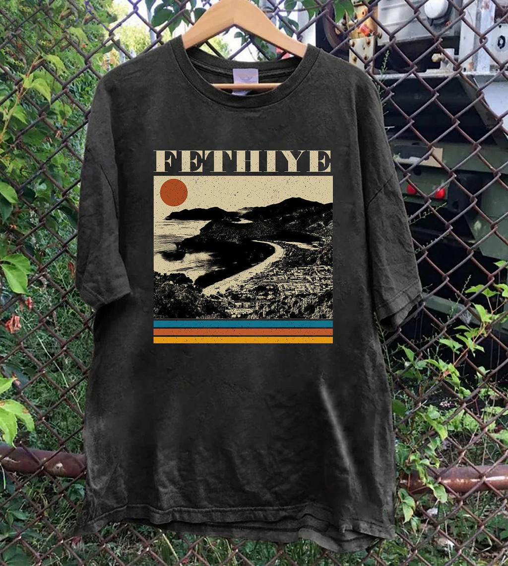Fethiye Turkey T-Shirt, Retro Sunset Turkish Riviera Travel Tee