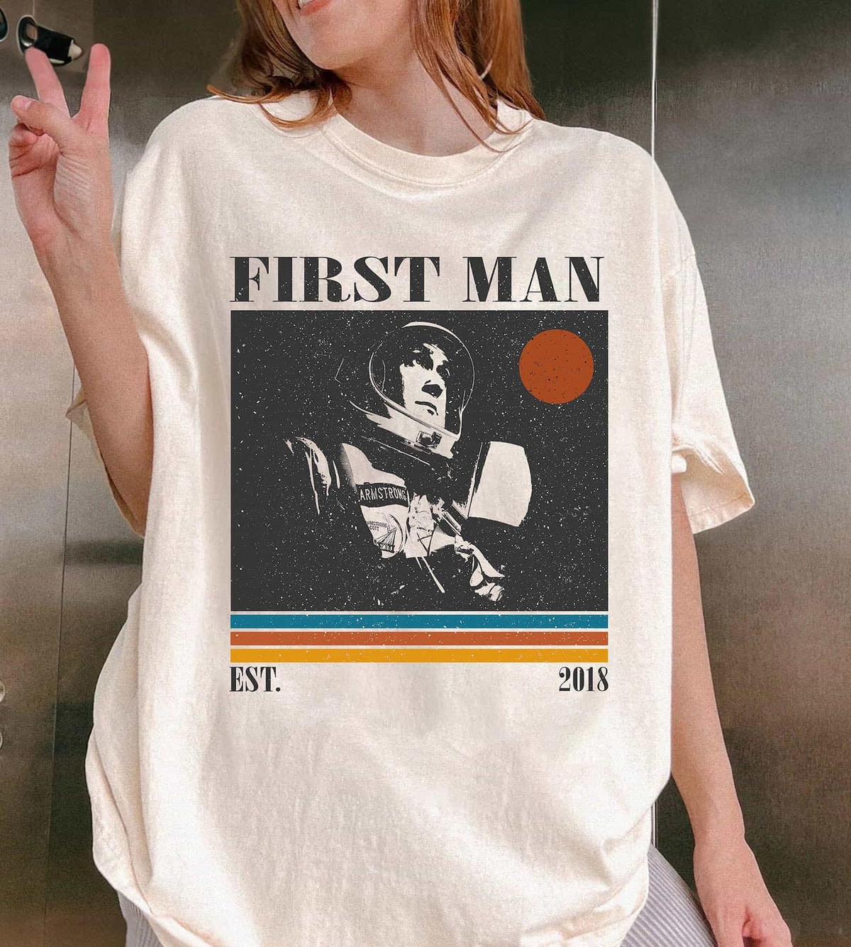 First Man Neil Armstrong T-Shirt, Vintage Space Mission Graphic Tee