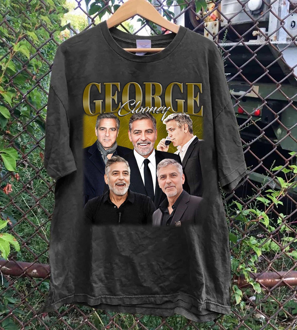 George Clooney T-Shirt, Vintage Hollywood Retro Collage Graphic Tee