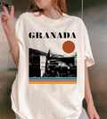 Granada Spain Alhambra T-Shirt, Vintage Retro Sunset Skyline Graphic Tee, Spanish Travel Shirt
