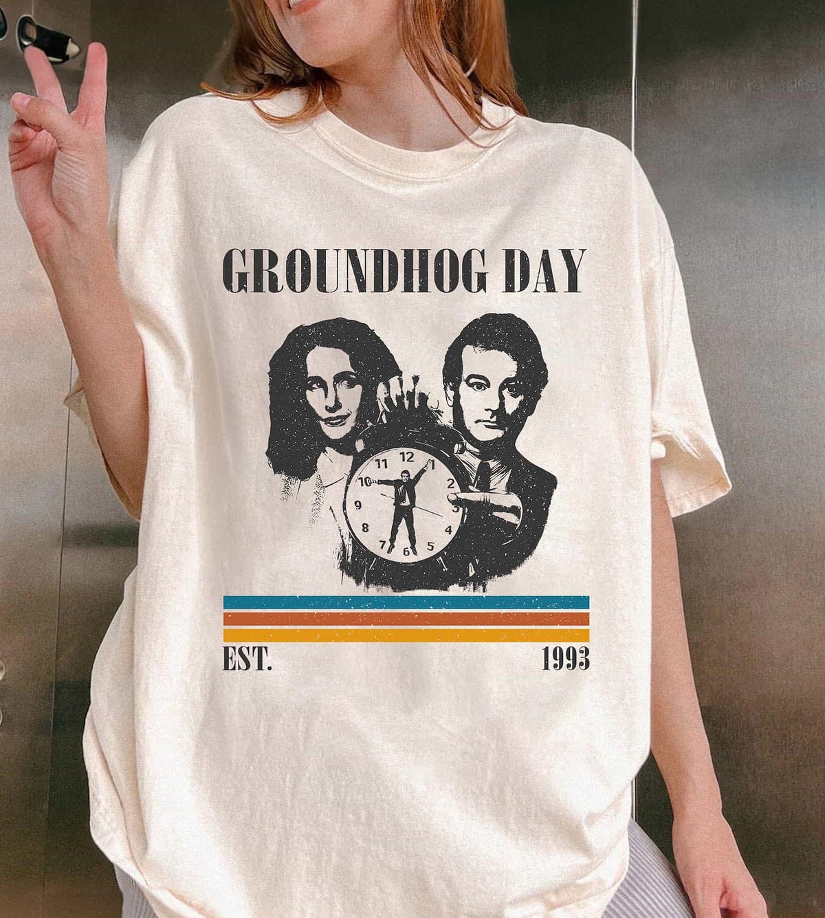 Groundhog Day Movie T-Shirt, Bill Murray & Rita Hanson Retro Graphic Tee