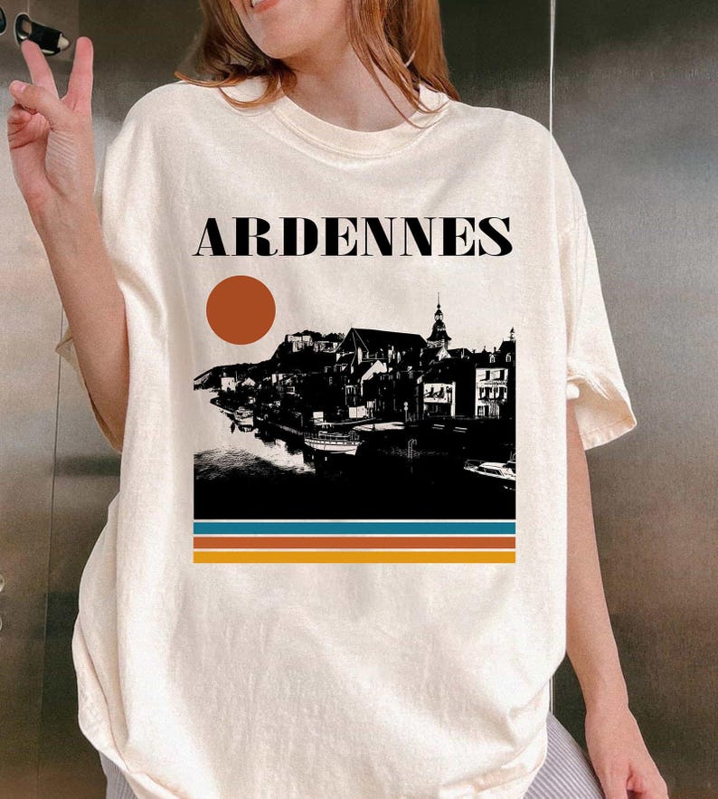 Ardennes Retro Sunset T-Shirt, Vintage Landscape Graphic Tee