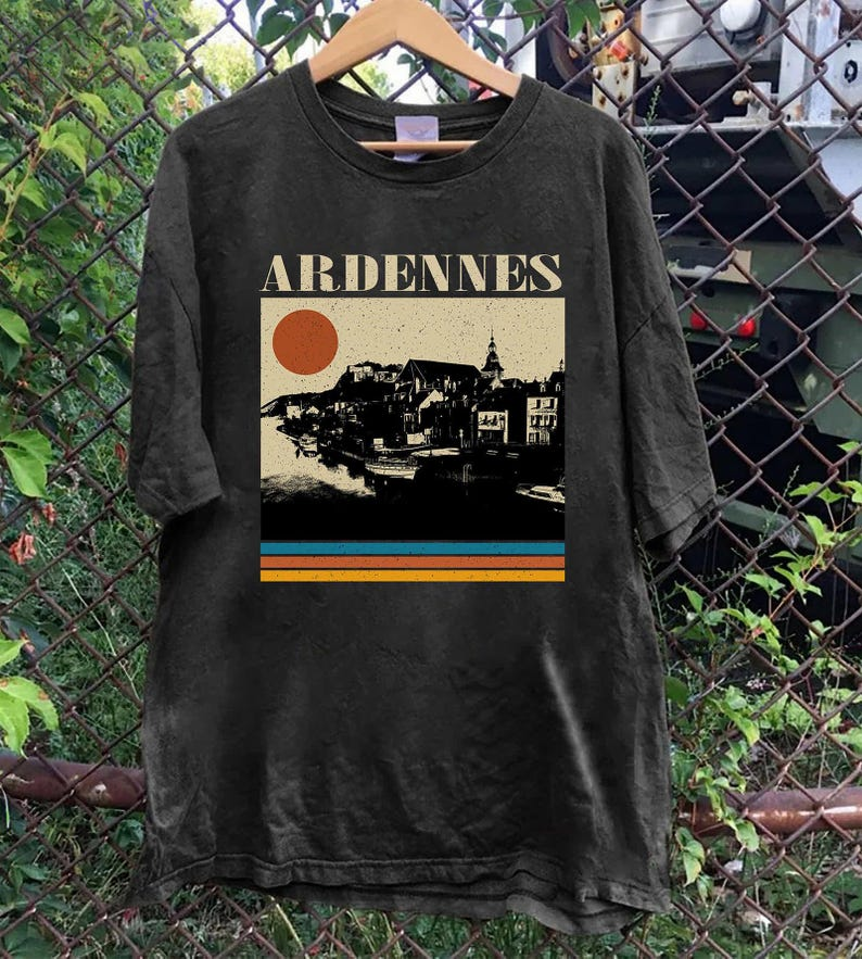 Ardennes Retro Sunset T-Shirt, Vintage Landscape Graphic Tee