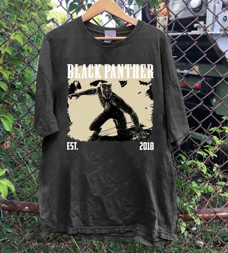 Black Panther Silhouette T-Shirt, Vintage 2018 Movie Graphic Tee