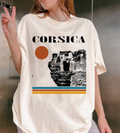 Corsica France Retro Sunset T-Shirt, Bonifacio Cliff Graphic Tee