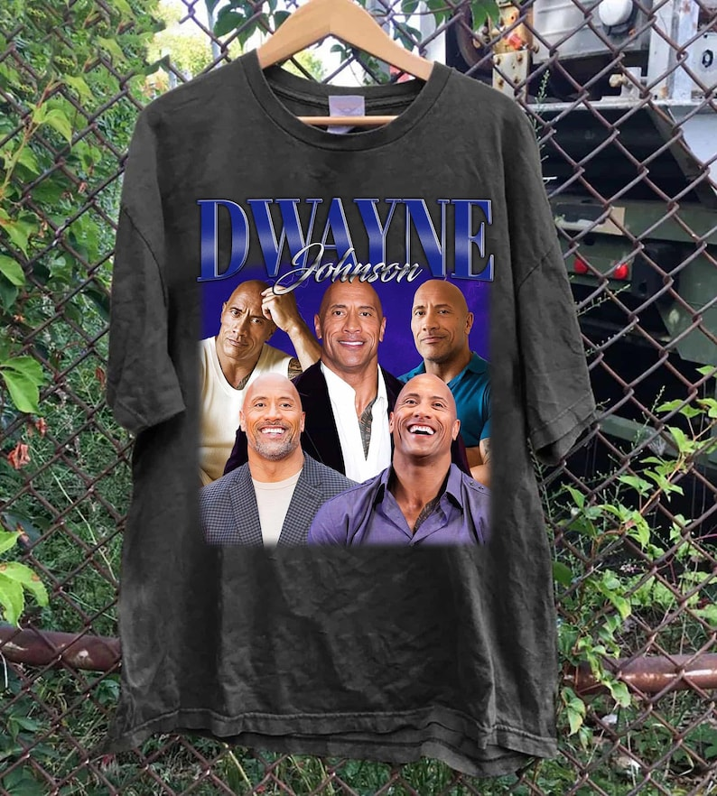 Dwayne Johnson Collage T-Shirt, Retro Celebrity Graphic Tee