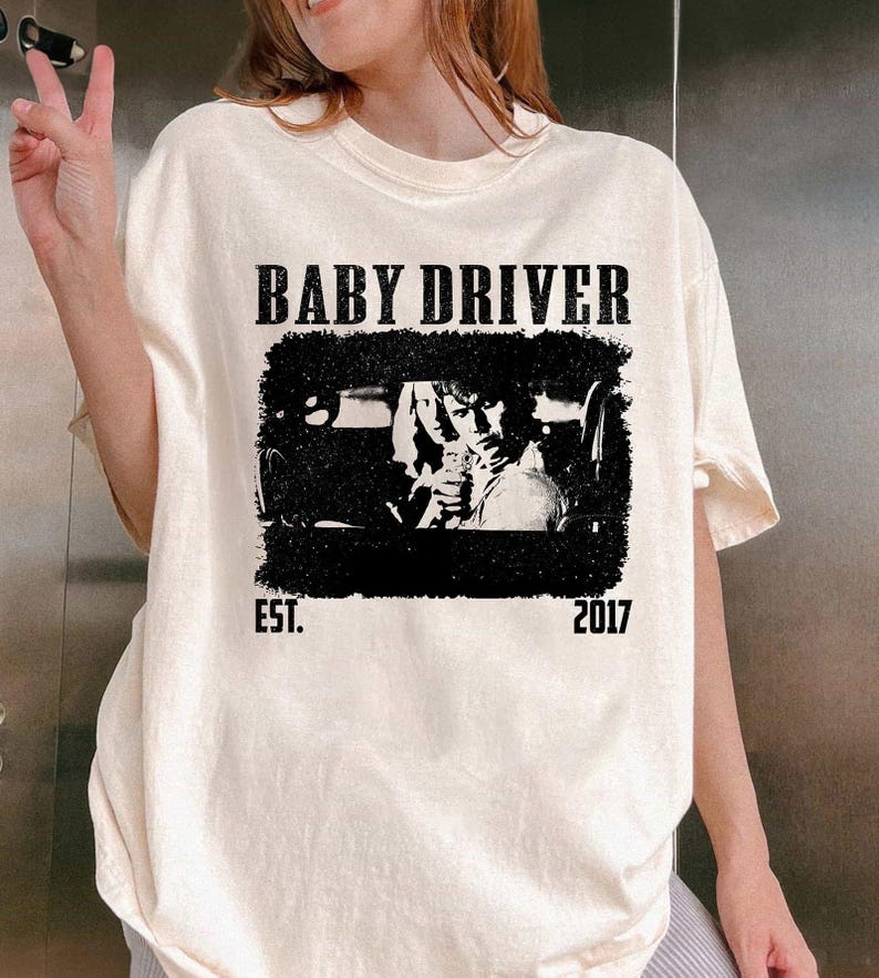 Baby Driver 2017 Movie T-Shirt, Retro Action Film Graphic Tee