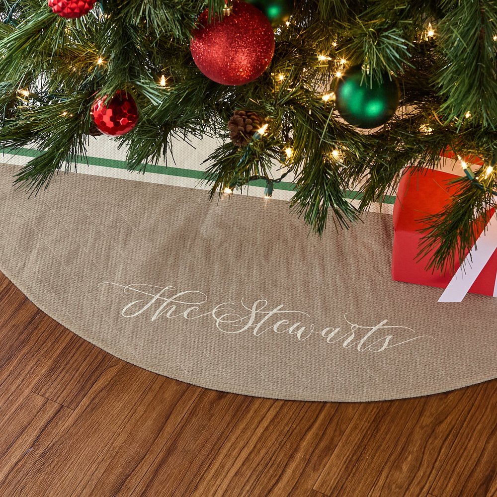 Rustic Christmas Tree Skirt | Personalized Farmhouse Holiday Tree Skirt | Custom Christmas Tree Decor
